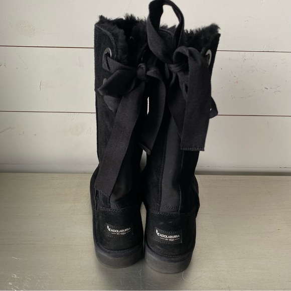 black ugg boots w ribbon back - Picture 2 of 5